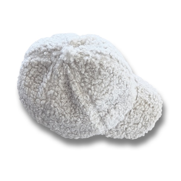 Shearling Baseball Cap by Olive & Pique Natural Color Teddy Bear Sherpa Hat - Picture 4 of 8